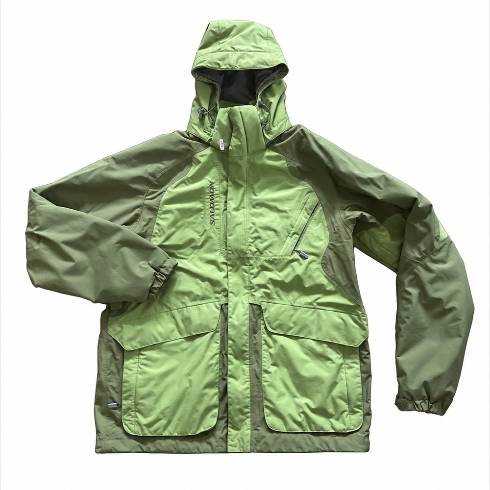 Salomon Clima Pro Ski Jacket Men XL Green Hooded Insulated Vintage Y2K Gorpcore